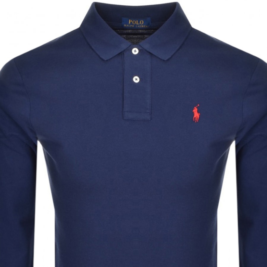Alternative Image for ProductRalph Lauren Long Sleeve Polo T Shirt Navy2